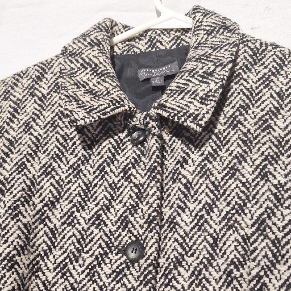 Vintage Classiques Entier Wool Herringbone Trench Coat, Sz 10, NWOT - Picture 3 of 16